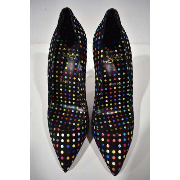 Christian Louboutin Hot Chick 100 Black Suede Multicolor Polka Dot Heel Pump 37 - Picture 7 of 12